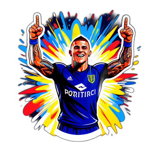 Illustration stylisée de Dustin Poirier célébrant une victoire