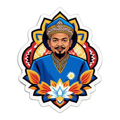 Sticker Inspirasional Ismail Sabri Yaakob dengan Motif Tradisional Malaysia