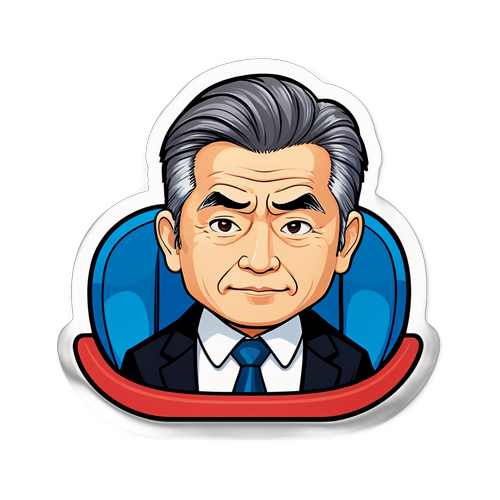 坐在G20峰会的高桥佐藤卡通插画