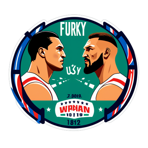 Samolepka Usyk vs Fury v boxerském ringu