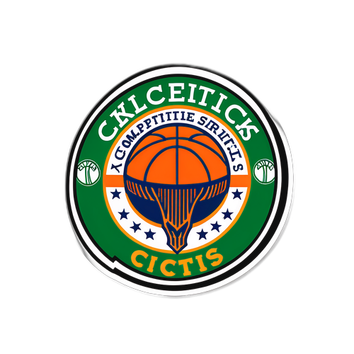 Diseño de los Logos de los Knicks y Celtics sobre un Fondo de Baloncesto