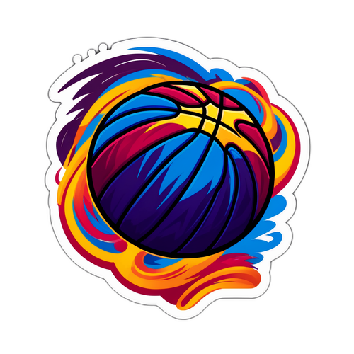 Sticker ng Basketball na may Dinamikong Linya