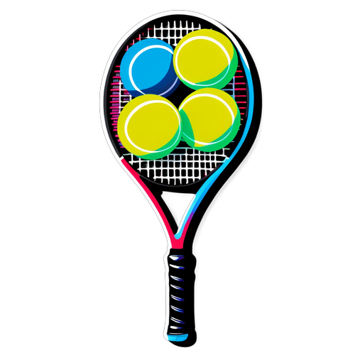 Kunstvolle Tennisracket und Tennisbälle