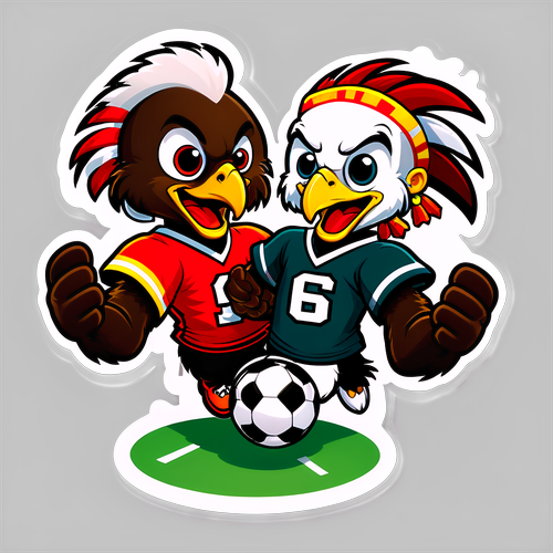 Playful Mascots Football Match Sticker