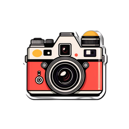 Мінімалістична наклейка з вінтажною камерою і кнопкою відтворення