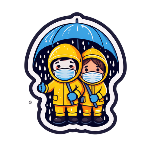 Esős nap - Vicces stílusú emberek védőfelszerelésben