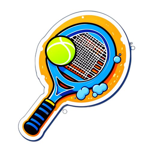 테니스 라켓과 공 스티커 디자인
