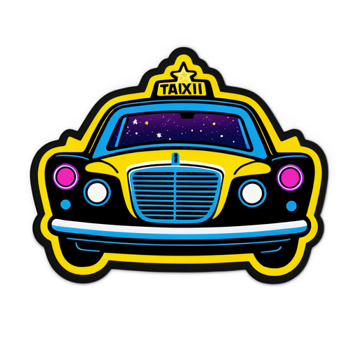 Taxi de nuit à Marseille avec lumières néon