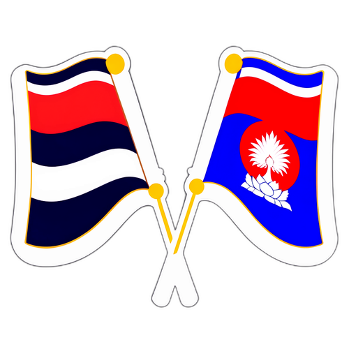 Aufkleberdesign: Stylisierte Flaggen von Thailand und Kambodscha