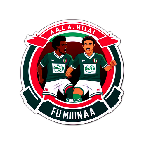 Umělecká nálepka zachycující rivalitu mezi fotbalovými týmy Fluminense a Al-Hilal