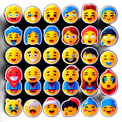다양한 감정을 표현한 이모티콘 세트