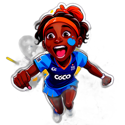 Caricature dynamique de Coco Gauff célébrant une victoire