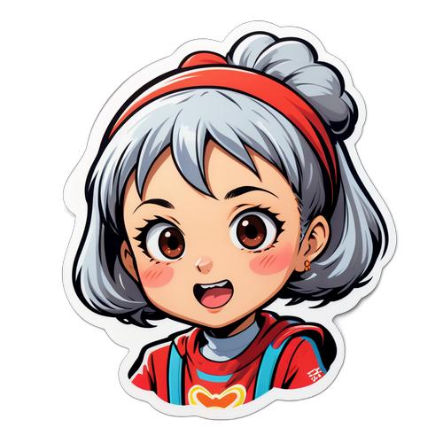 元気いっぱいの鈴木ナナのステッカー