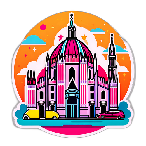 Rita en stiliserad version av Milano med kända landmärken