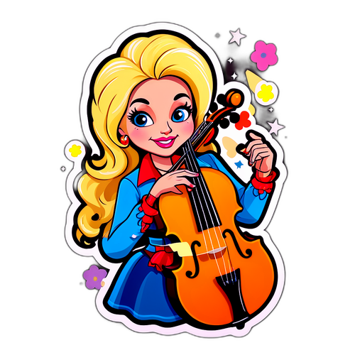 Adesivo Colorato di un Musicista a Corda