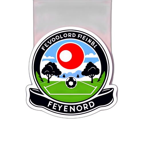 Feyenoords emblem med drömlandskap och fotbollstema