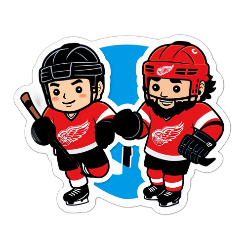 Playful Hockey Rivalry Sticker