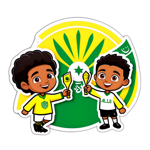 איור חמוד של אוהדי אל-אהלי ואל-נסר מחבקים זה את זה לאחר משחק נהדר