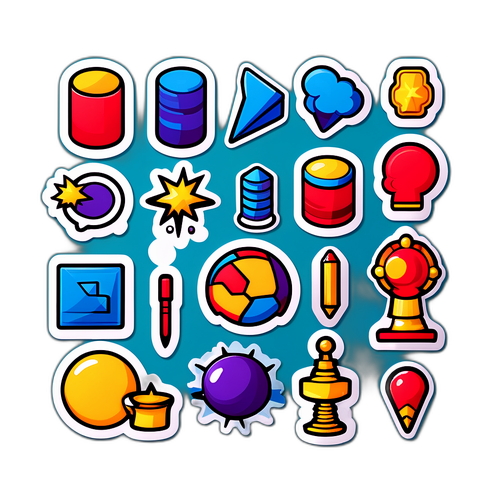 전략 요소를 강조한 만화 스타일 스티커 세트