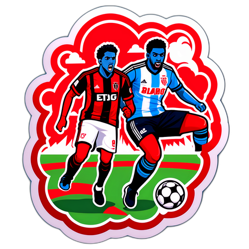 Diseño de una pegatina que ilustra el partido Estudiantes vs Flamengo
