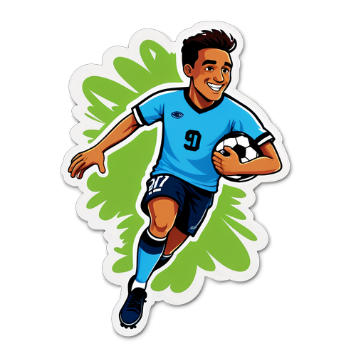 Speelse voetbalmoment sticker