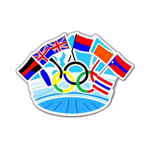 Steagurile țărilor participante la Olimpiadă pe gheața patinoarului