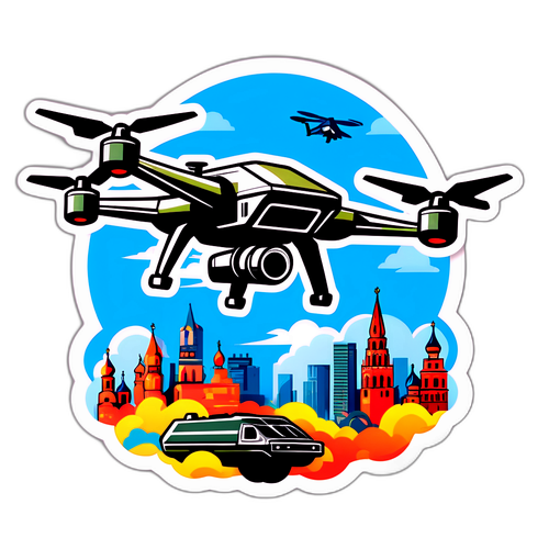 Drone rus în peisaj urban