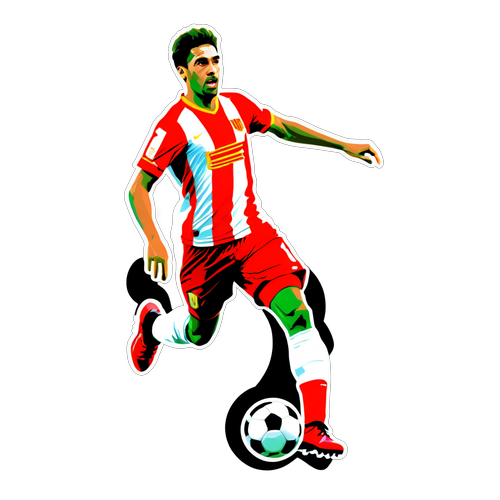 ภาพของนักฟุตบอลจากทีม Girona ที่ทำประตู