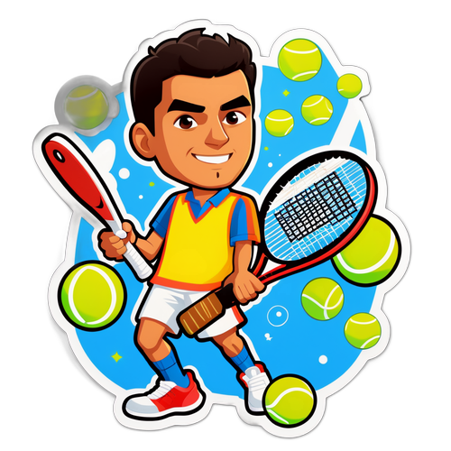 Sticker van Carlos Alcaraz met tennisracket