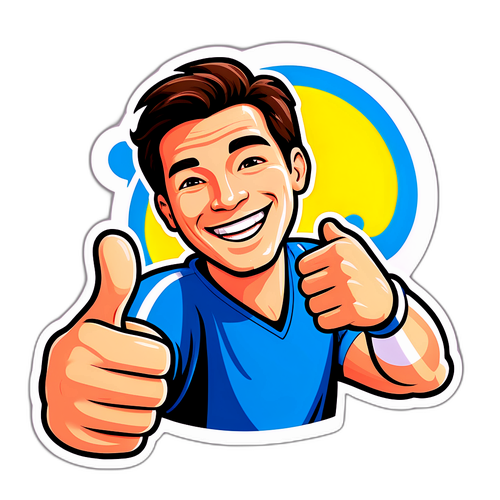 Glad håndboldsticker med et thumbs-up