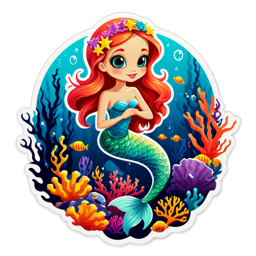 Mystical Mermaid Among Coral Reefs