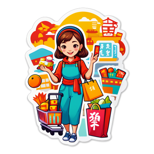 义乌购物的外国游客贴纸