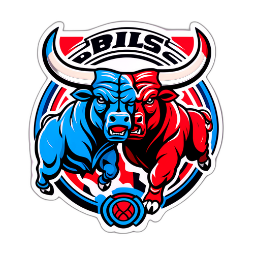 Bold Wrestling Match Sticker Featuring Bulls and Nets Logos