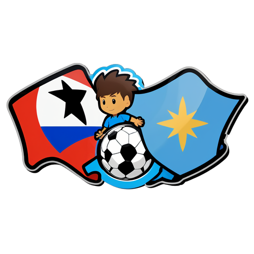 Sticker que combina la bandera chilena con elementos de jugadores de la selección sub-20 contra Uruguay