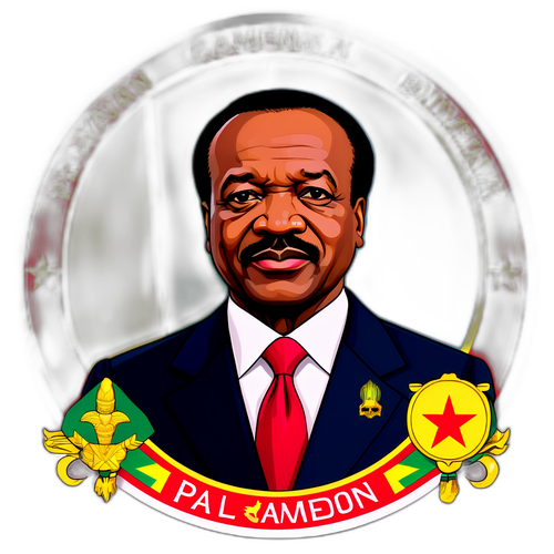 Sticker ya Rais Paul Biya na Alama Maarufu za Cameroon