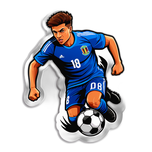 Αυτοκόλλητο με τον Amarildo Bakaj σε σκηνή ποδοσφαίρου