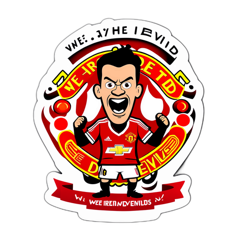 สติกเกอร์การ์ตูน แมนยูไนเต็ด พร้อมสโลแกน 'เราคือปีศาจแดง'