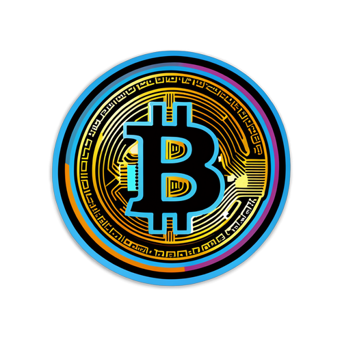 Autocollant sur le thème de Bitcoin avec logo futuriste