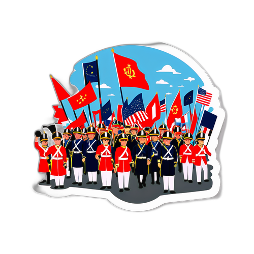 国际著名游行场景贴纸