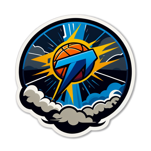 Sticker ng Thunder at Basketball sa Likod ng Bagyo