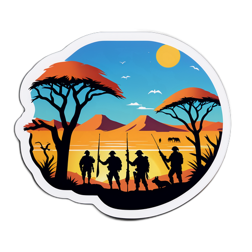 Widok krajobrazu Namibii z dziką przyrodą i mercenariuszami przy zachodzie słońca