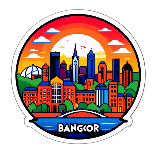 Bangors skyline ved solnedgang