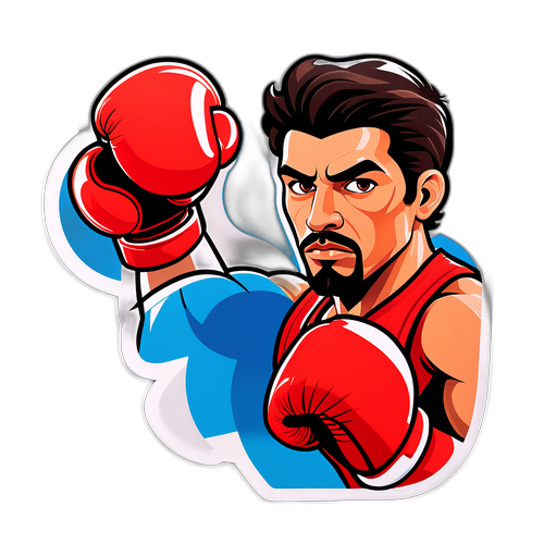 Portrait stylisé de Diego Borella avec des éléments de boxe