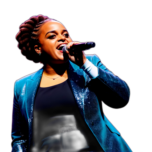 Seinabo Sey på scenen med starka ljus och en energisk publik