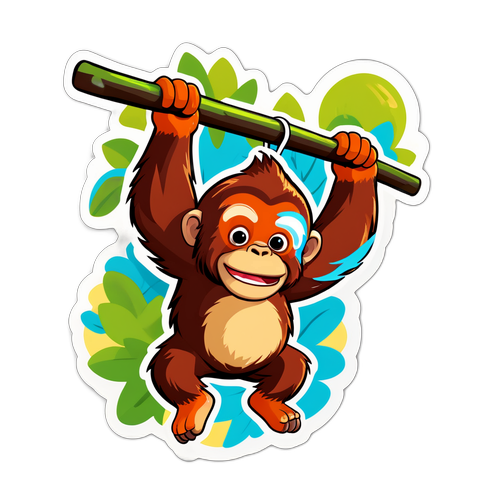 Nálepka s roztomilým orangutanem Kawi