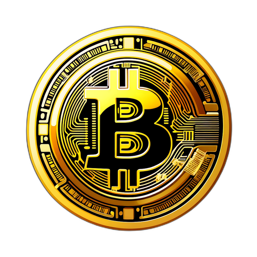 Sticker met het bitcoin-symbool in gouden kleur