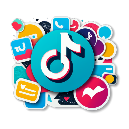 Κολάζ δημοφιλών τάσεων και hashtags του TikTok με φωτεινά μωσαϊκά