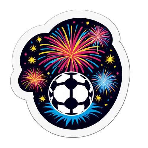สติ๊กเกอร์โลโก้ Bein Sport กับลูกฟุตบอลและดอกไม้ไฟ