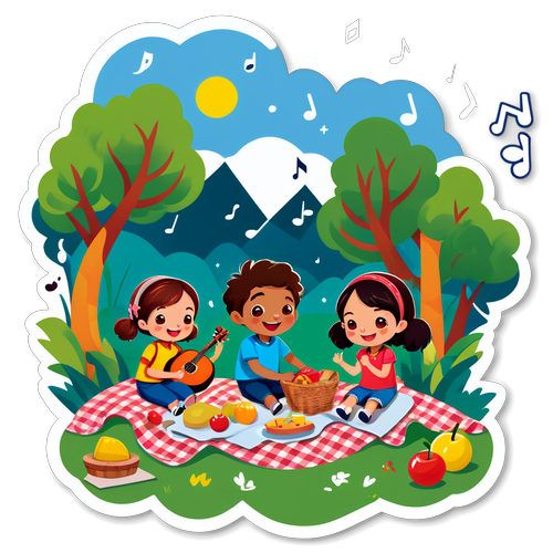 Stiker Piknik Ceria dengan Karakter Lagu Anak