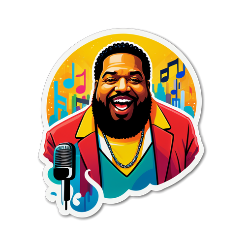 Experience the Rhythm: Fatman Scoop's Iconic Hits Come to Life in a Vibrant Sticker Design!